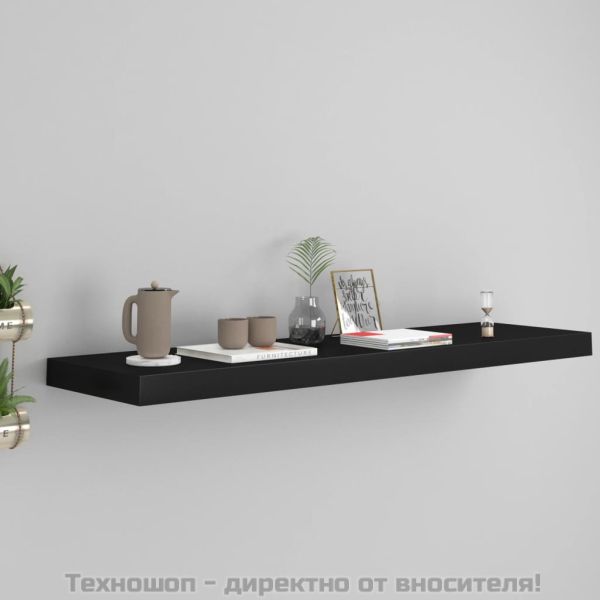 Окачен стенен рафт, черен, 90x23,5x3,8 см, МДФ