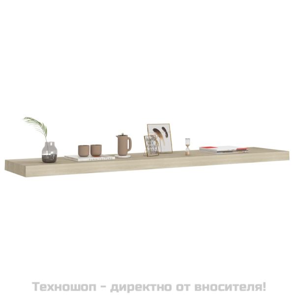 Окачени стенни рафтове, 2 бр, дъб, 120x23,5x3,8 см, МДФ