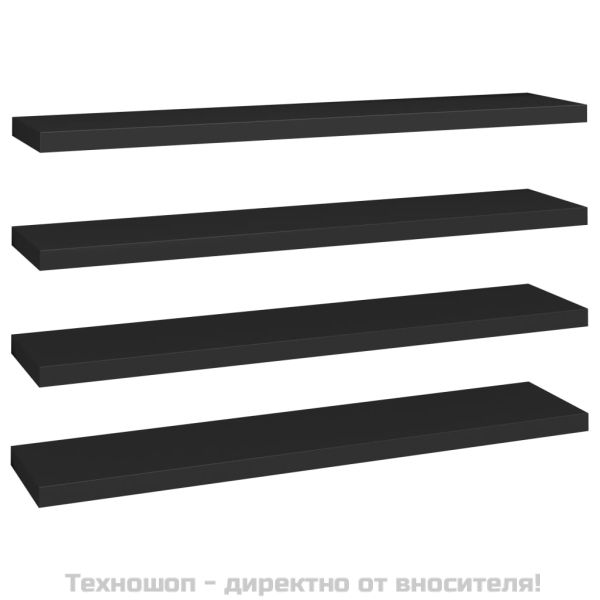Окачени стенни рафтове, 4 бр, черни, 120x23,5x3,8 см, МДФ