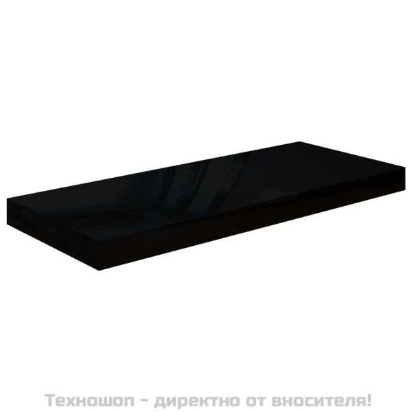 Окачени стенни рафтове, 2 бр, черен гланц, 60x23,5x3,8 см, МДФ