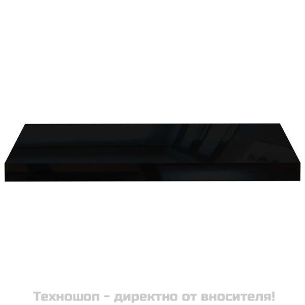 Окачени стенни рафтове, 2 бр, черен гланц, 60x23,5x3,8 см, МДФ