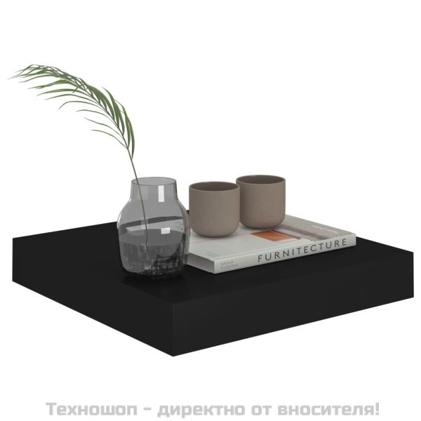 Окачени стенни рафтове, 4 бр, черни, 23x23,5x3,8 см, МДФ