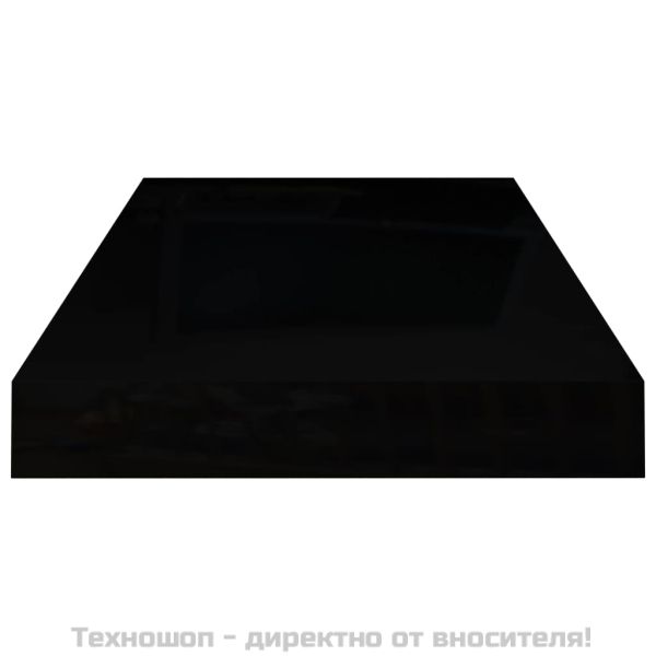 Окачен стенен рафт, черен гланц, 50x23x3,8 см, МДФ