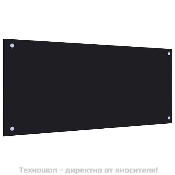 Кухненски гръб, черен, 90x40 см, закалено стъкло