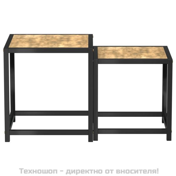 Маси за чай, 2 бр, МДФ, черно и жълто