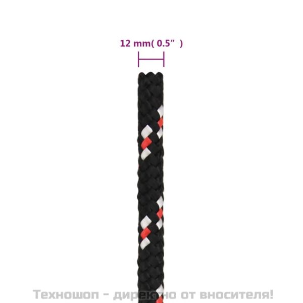 Въже за лодка черно 12 мм 100 м полипропилен