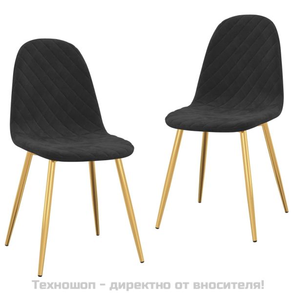 Трапезни столове, 2 бр, черни, кадифе