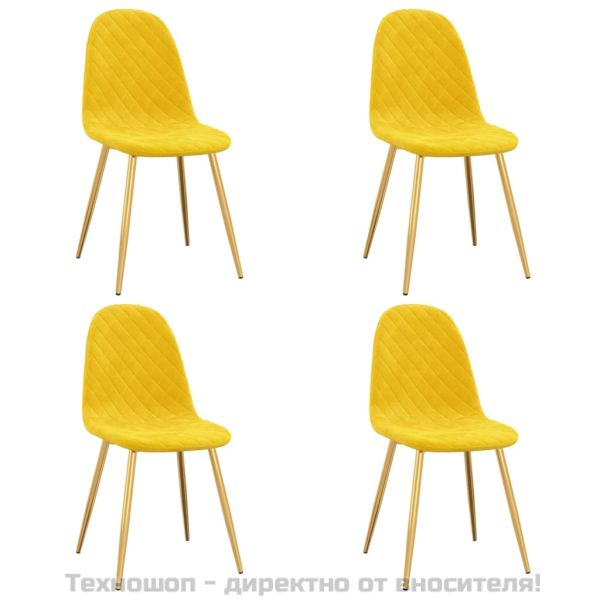 Трапезни столове, 4 бр, горчица, кадифе