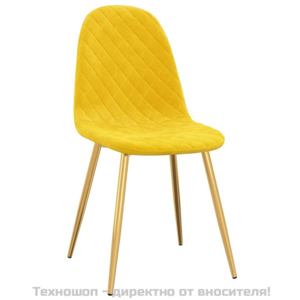 Трапезни столове, 4 бр, горчица, кадифе