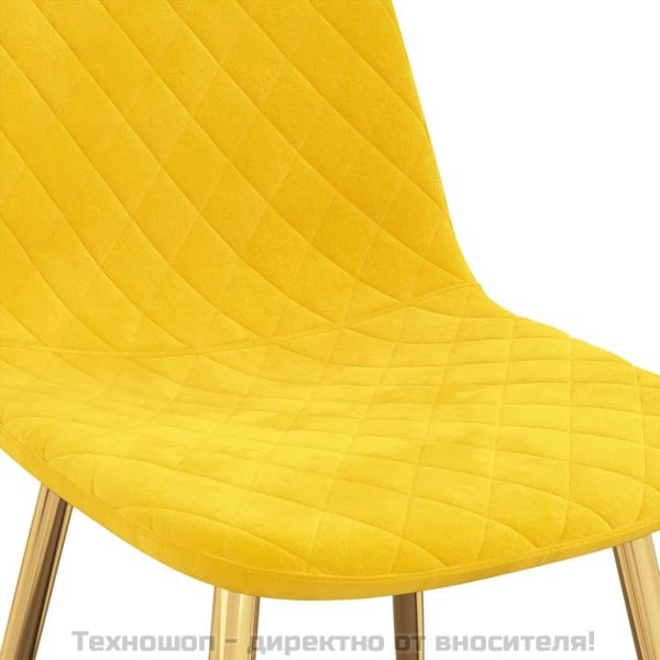 Трапезни столове, 4 бр, горчица, кадифе