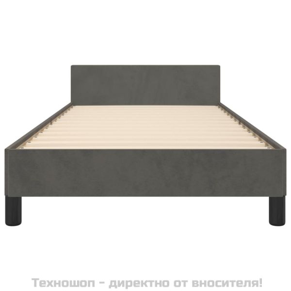 Рамка за легло без матрак, тъмносива, 100x200 см, кадифе