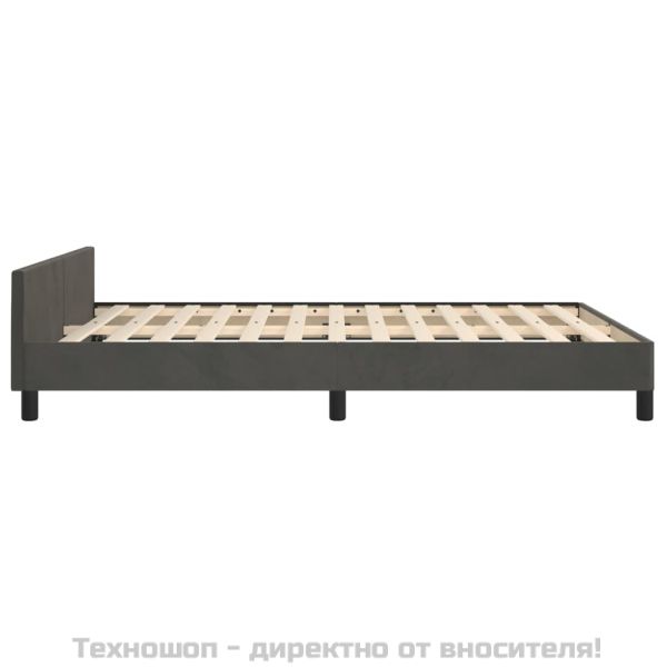 Рамка за легло без матрак, тъмносива, 140x200 см, кадифе