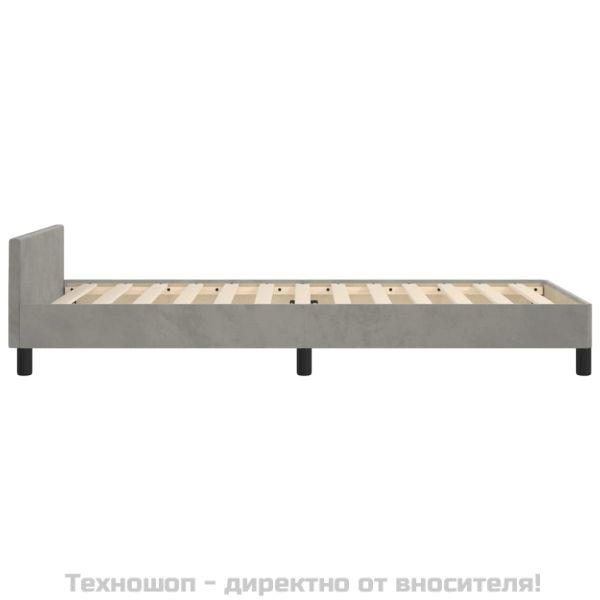 Рамка за легло без матрак, светлосива, 100x200 см, кадифе
