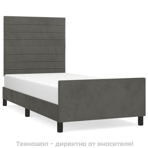 Рамка за легло без матрак, тъмносива, 100x200 см, кадифе