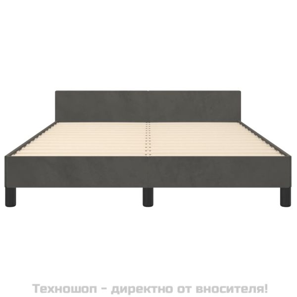Рамка за легло без матрак, тъмносива, 140x190 см, кадифе