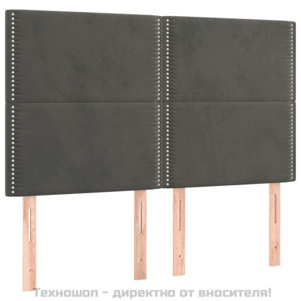 Рамка за легло без матрак, тъмносива, 140x190 см, кадифе