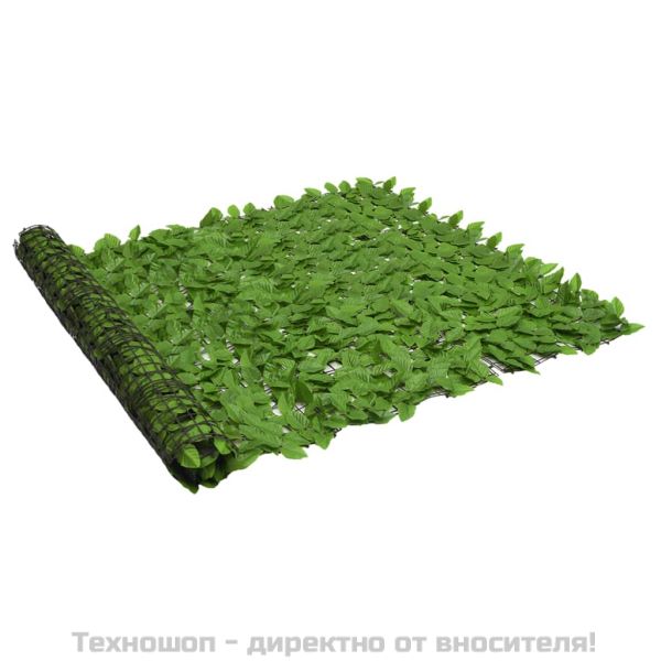 Балконски параван със зелени листа, 300x150 см