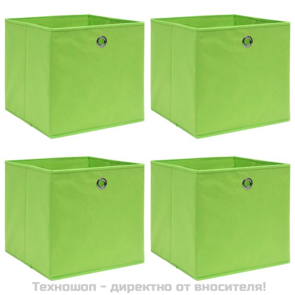 Кутии за съхранение 4 бр зелени 32x32x32 см плат