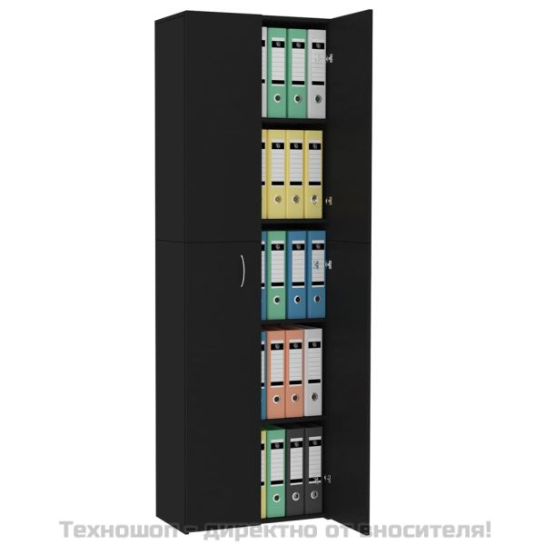 Офис шкаф, черен, 60x32x190 см, инженерно дърво