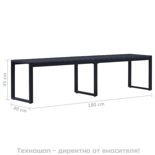 Градинска пейка, 180 см, PS дъска, черна