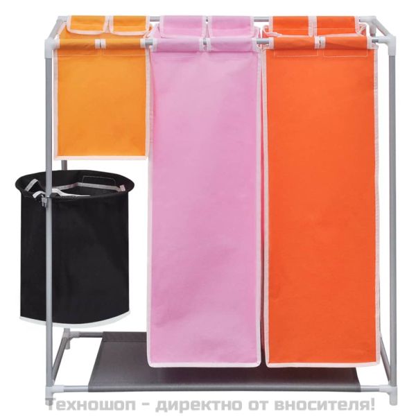 Кош за сортиране на пране с 3 секции, 2 бр, с кофа за миене