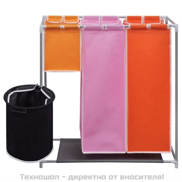 Кош за сортиране на пране с 3 секции, 2 бр, с кофа за миене