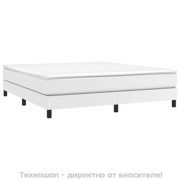 Рамка за легло с пружини бяла 160x200 см изкуствена кожа