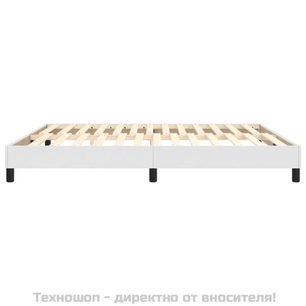 Рамка за легло с пружини бяла 160x200 см изкуствена кожа
