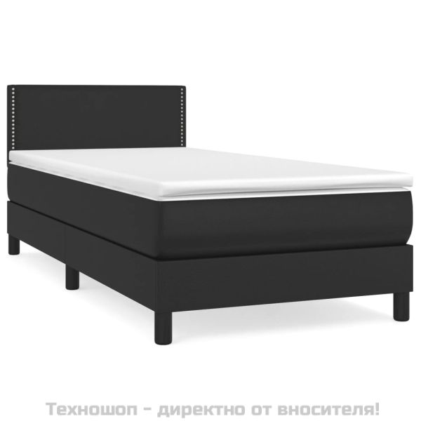 Боксспринг легло с матрак, черно, 90x200 см, изкуствена кожа