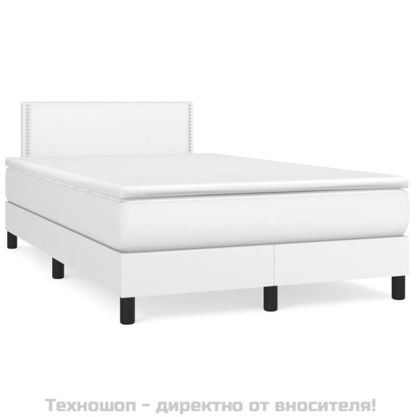 Боксспринг легло с матрак, бяло, 120x200 см, изкуствена кожа