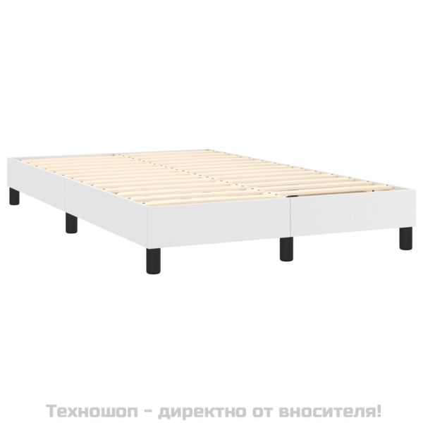 Боксспринг легло с матрак, бяло, 120x200 см, изкуствена кожа