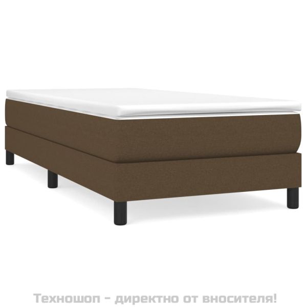 Боксспринг легло с матрак, тъмнокафяво, 90x200 см, плат