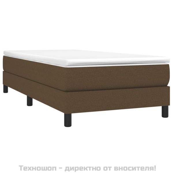 Боксспринг легло с матрак, тъмнокафяво, 90x200 см, плат
