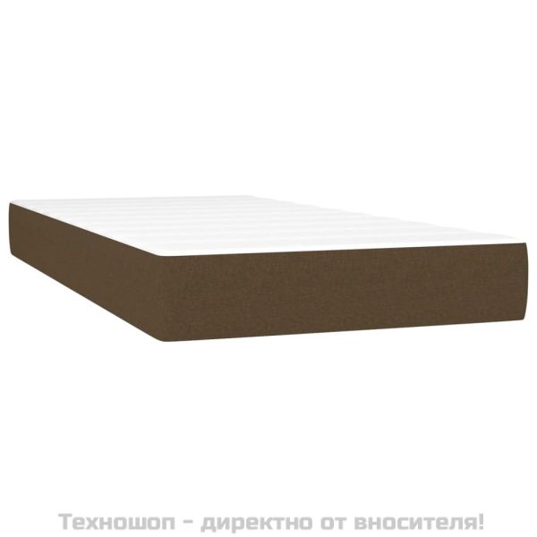 Боксспринг легло с матрак, тъмнокафяво, 90x200 см, плат