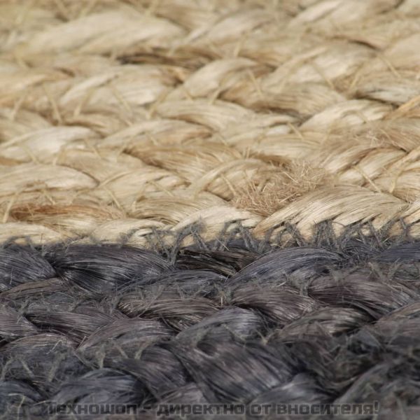 Ръчно тъкан килим от юта, тъмносив кант, 150 см