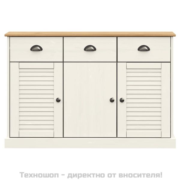 Бюфет с чекмеджета VIGO, 113x40x75 см, бял, бор масив