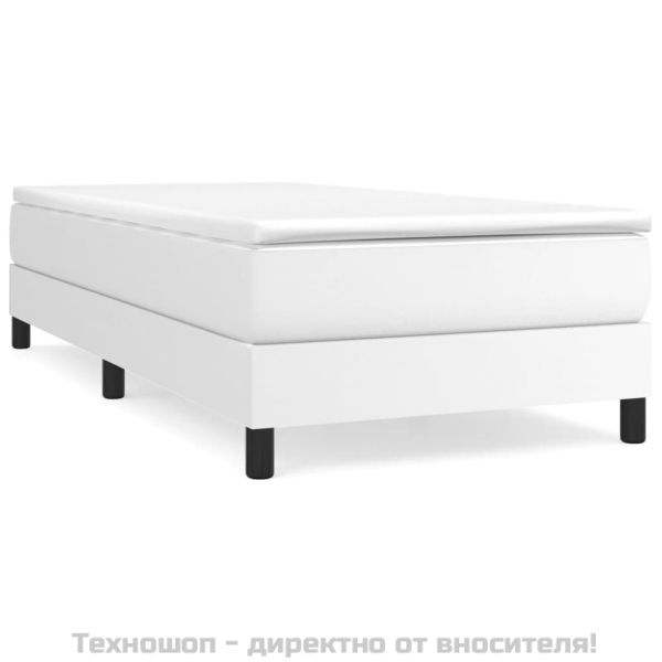 Рамка за легло с пружини с балдахин, бяла, 90x200 см изкуствена кожа