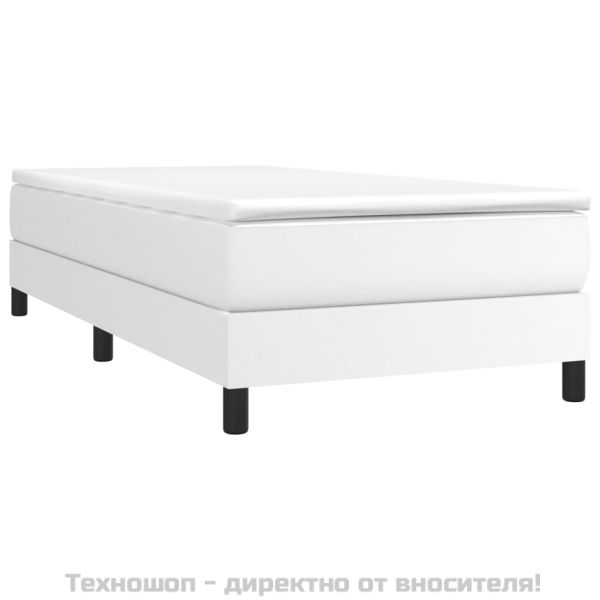Рамка за легло с пружини с балдахин, бяла, 90x200 см изкуствена кожа
