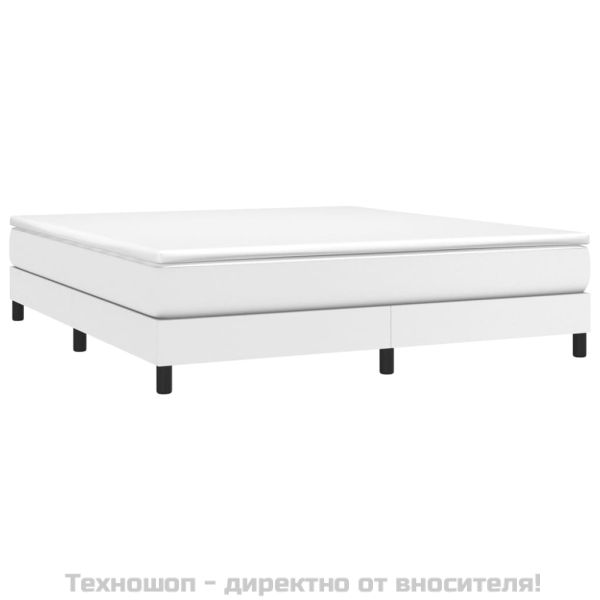 Боксспринг легло с матрак, бяло, 160x200 см, изкуствена кожа