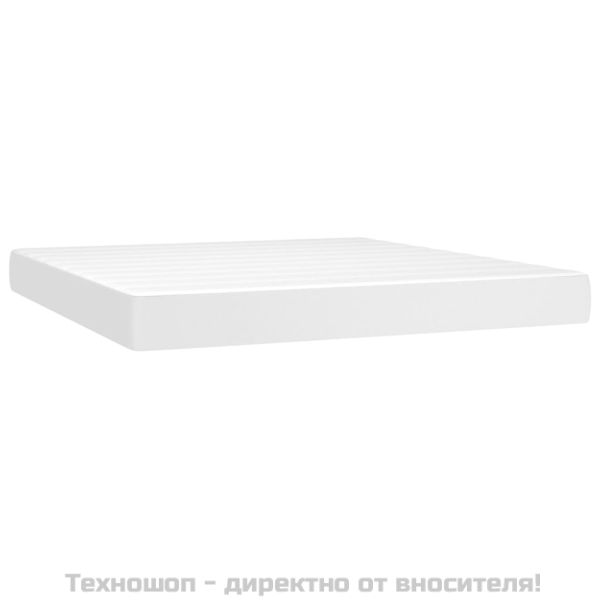 Боксспринг легло с матрак, бяло, 160x200 см, изкуствена кожа