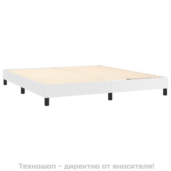 Боксспринг легло с матрак, бяло, 160x200 см, изкуствена кожа