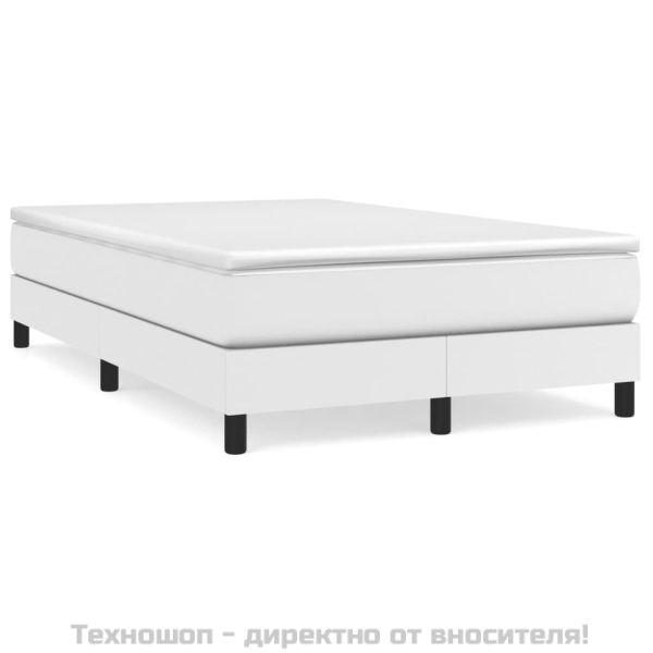 Боксспринг легло с матрак, бяло, 120x200 см, изкуствена кожа