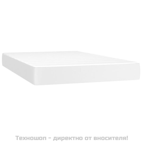 Боксспринг легло с матрак, бяло, 120x200 см, изкуствена кожа