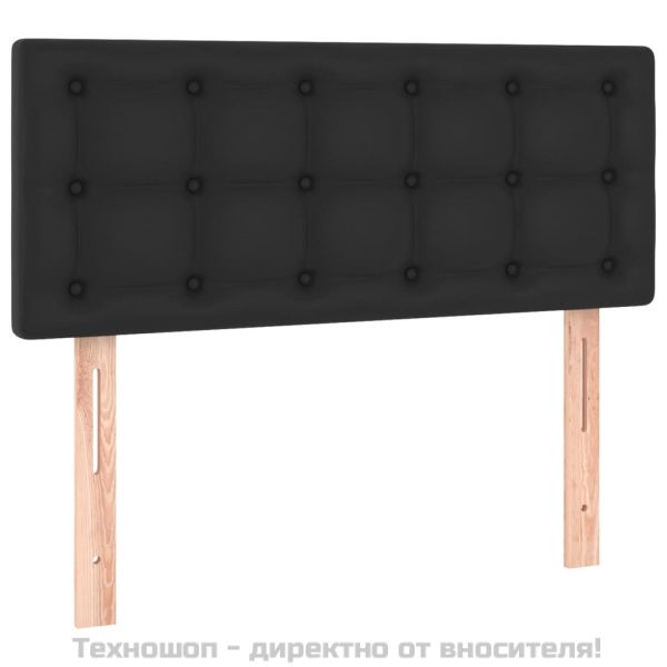 Боксспринг легло с матрак, черно, 90x200 см, изкуствена кожа
