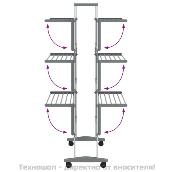 Сушилник за дрехи с колелца, 89x64x129 см, алуминий