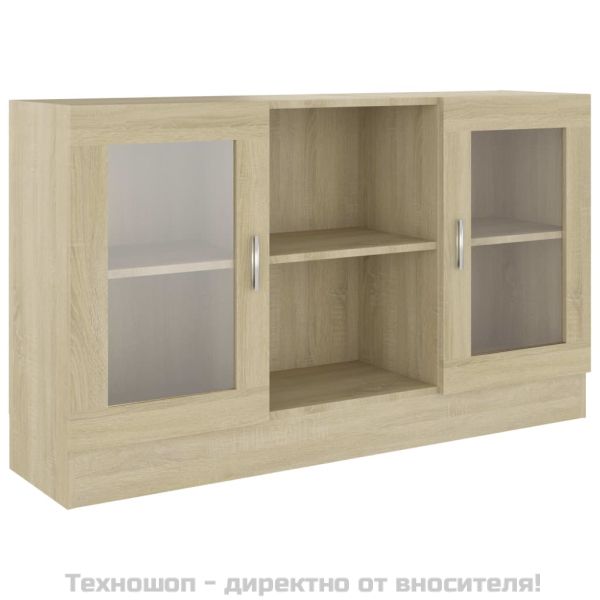 Шкаф витрина, дъб сонома, 120x30,5x70 см, ПДЧ