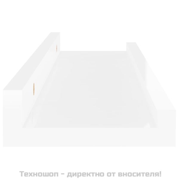 Стенни рафтове, 2 бр, бял гланц, 40x9x3 см