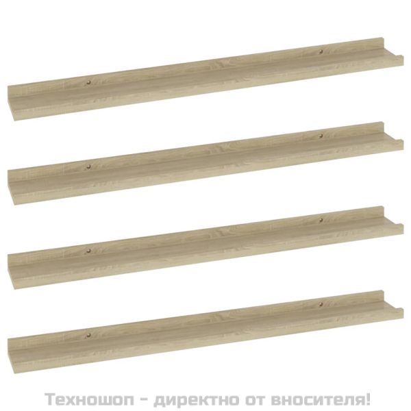 Стенни рафтове, 4 бр, сонома дъб, 80x9x3 см