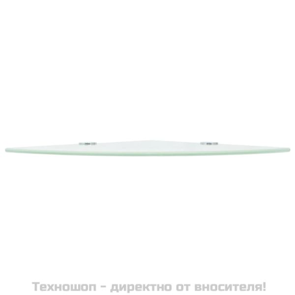 Ъглови рафтове, 2 бр, бяло стъкло с държачи хром, 25x25 см