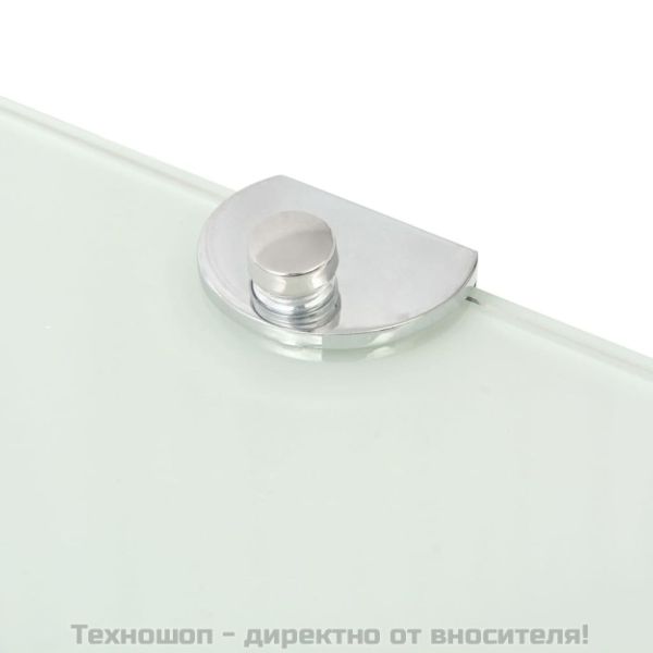 Ъглови рафтове, 2 бр, бяло стъкло с държачи хром, 25x25 см